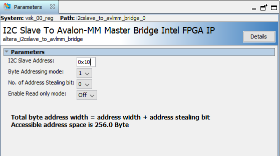 unknow address from I2C Agent to Avalon-MM Host Bridge IP | Altera ...