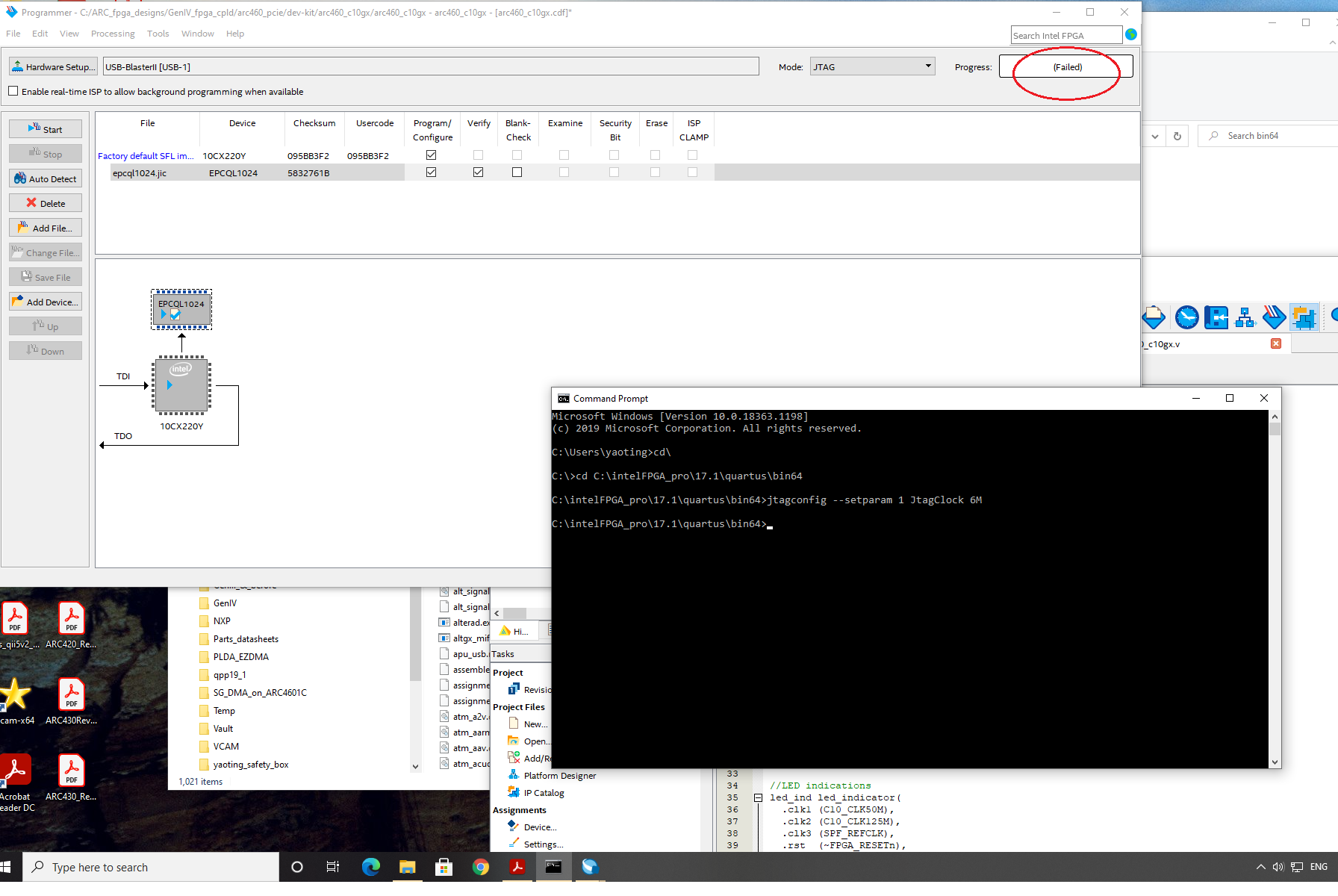 how to download configuration code to Cyclone 10 dev kit board for ...