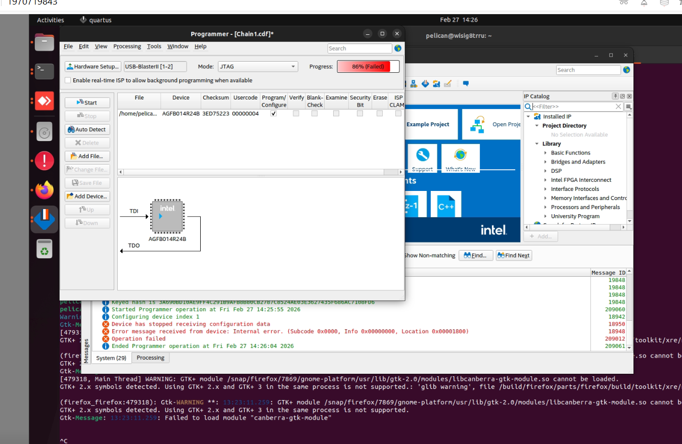 Device stopped receiving config data: Internal error (0x0000 ...