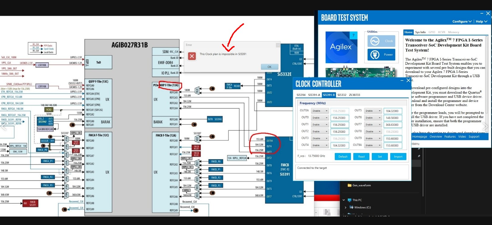 How to set clock controller in BTS (board_test_system) for 32G (NRZ ...
