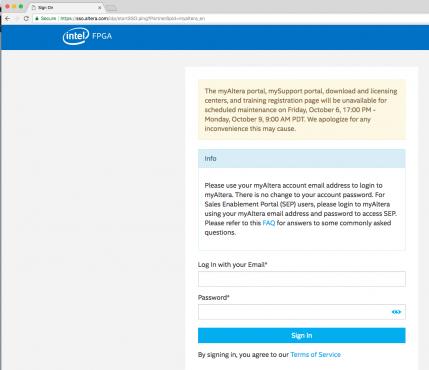 Cannot login properly to myAltera | Altera Community - 173873