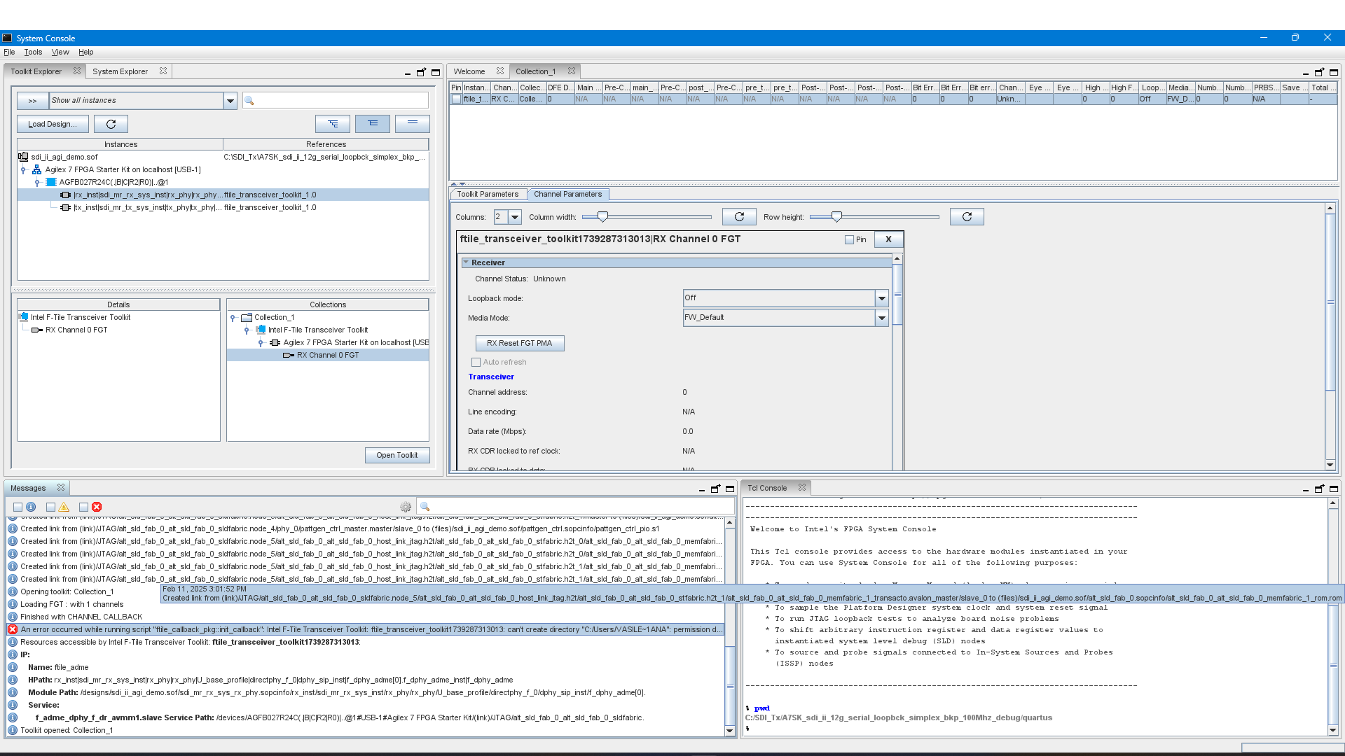 F-Tile debug toolkit not loading properly | Altera Community - 312319