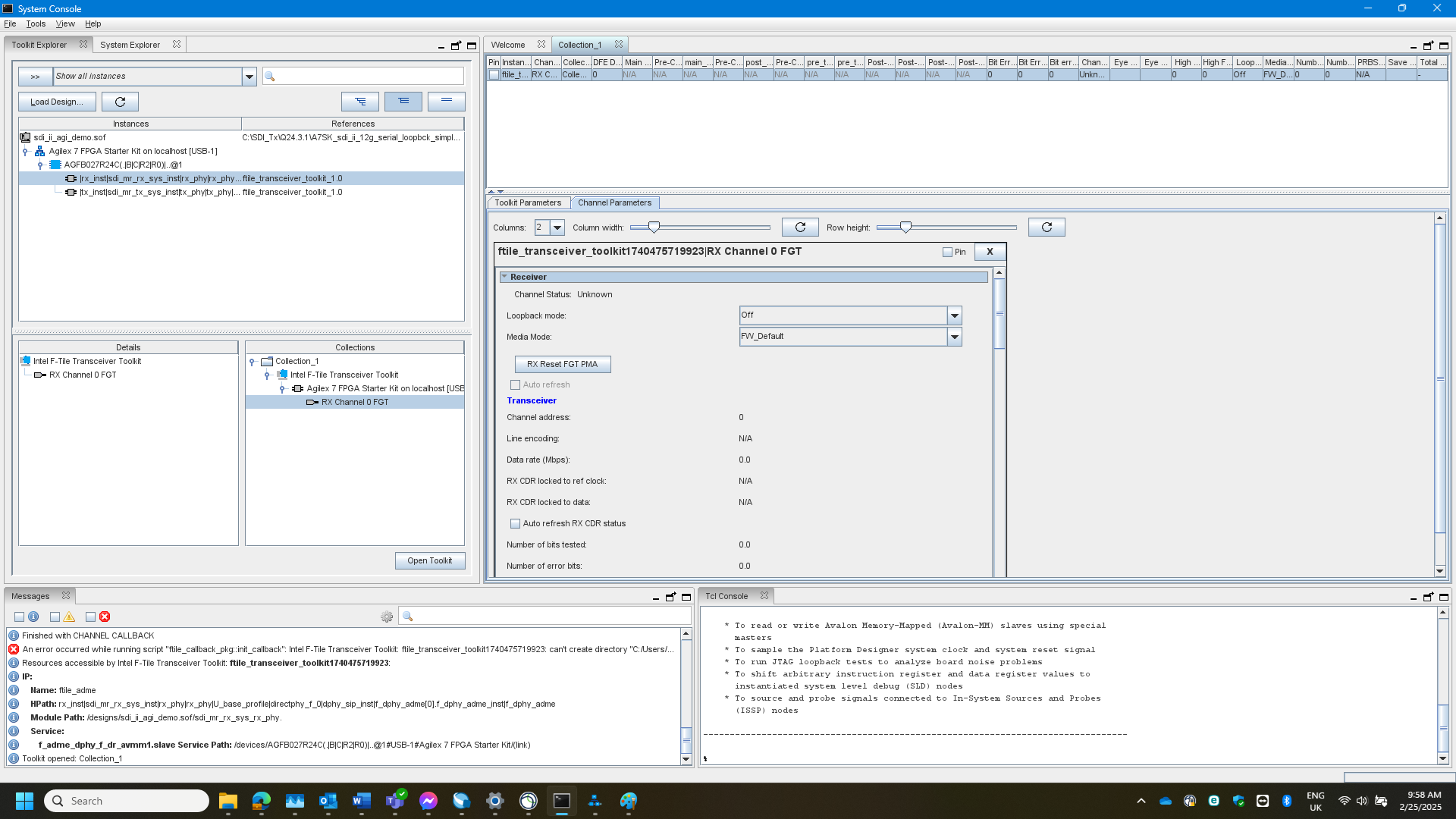 F-Tile debug toolkit not loading properly | Altera Community - 312319