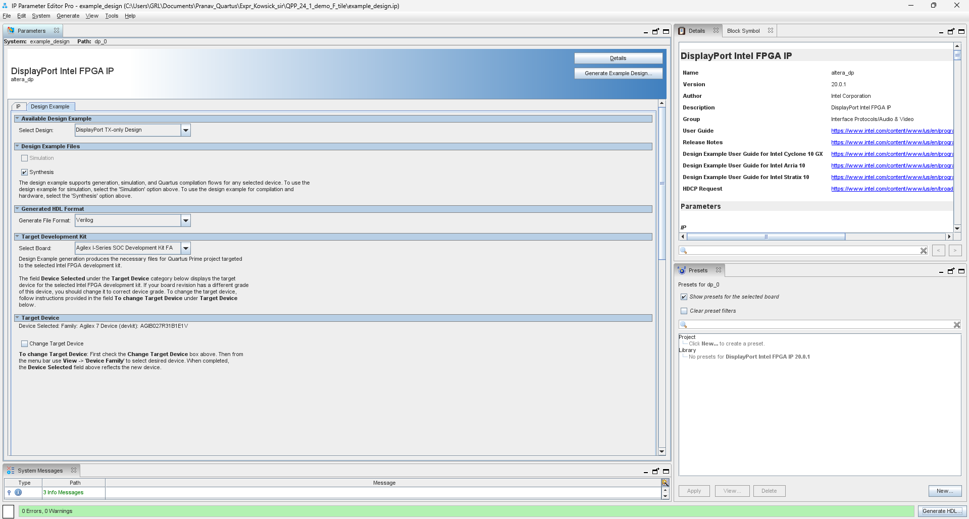 Reference design F tile PHY IP | Altera Community - 117822