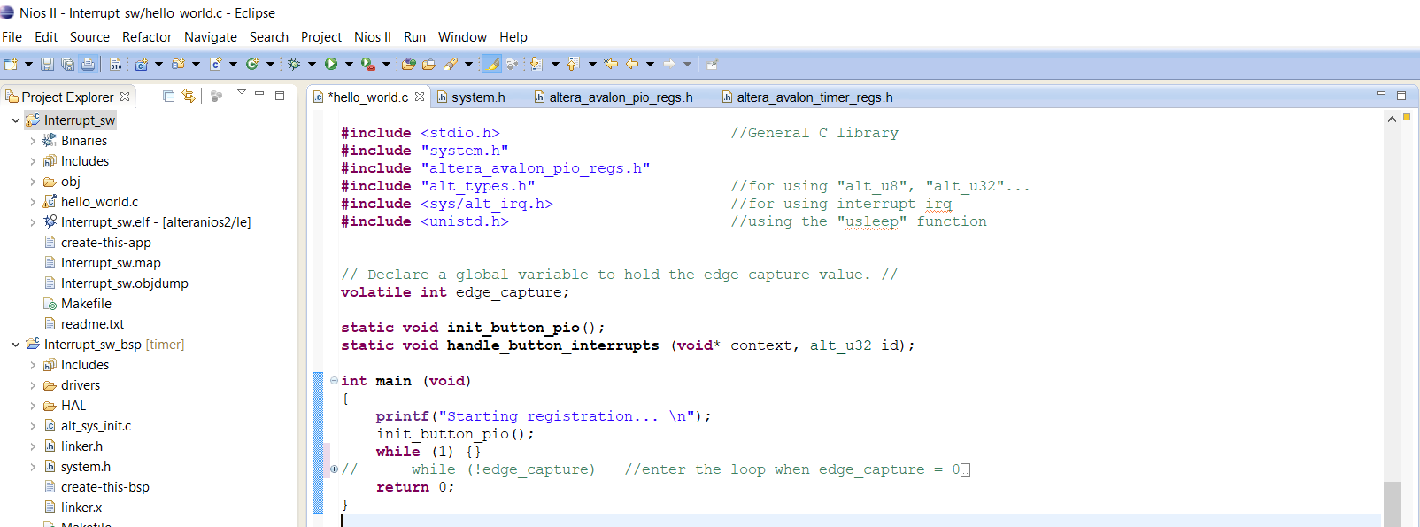 Implicit declaration of function 'alt_irq_register warning | Altera ...