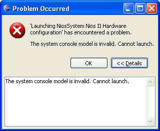 system console model is invalid | Altera Community - 195115