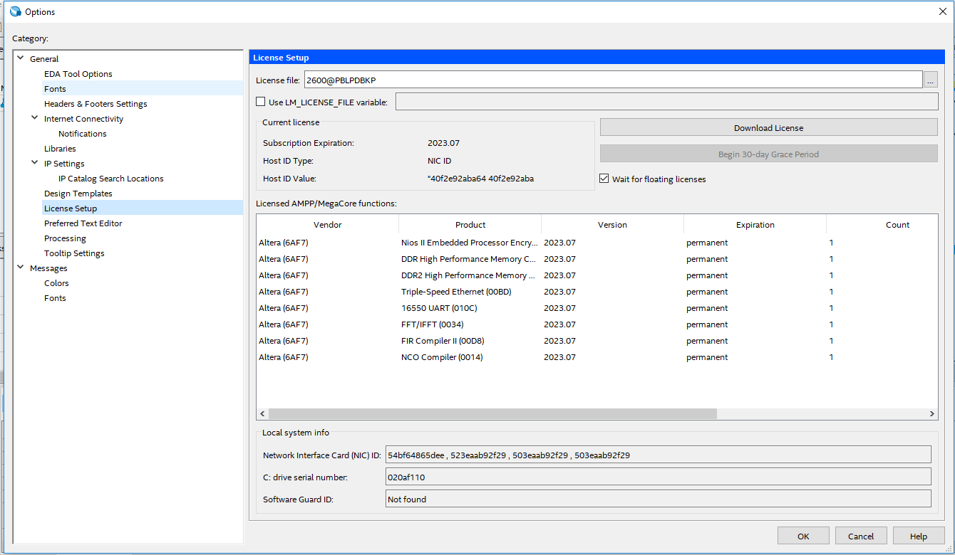 NIOS and TSE license issue Can't open encrypted VHDL or Verilog HDL ...
