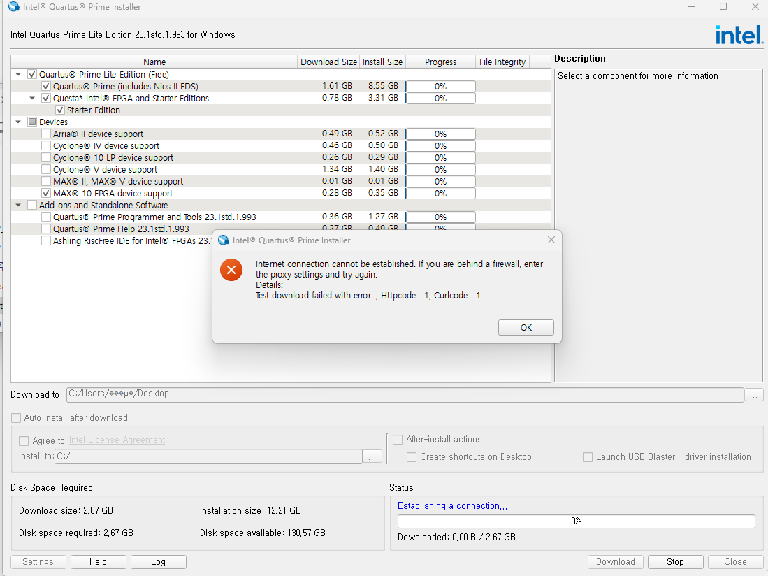 Quartus install Error | Altera Community - 246751