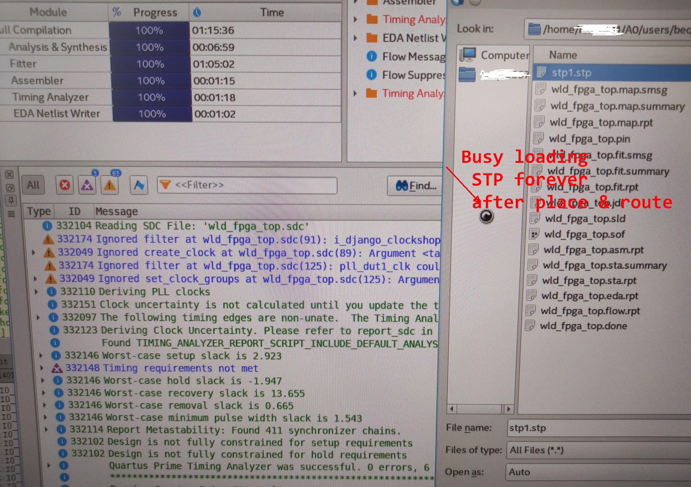 Quartus II 21.1.0 STD and ILA opened windows freezes GUI on LINUX at ...