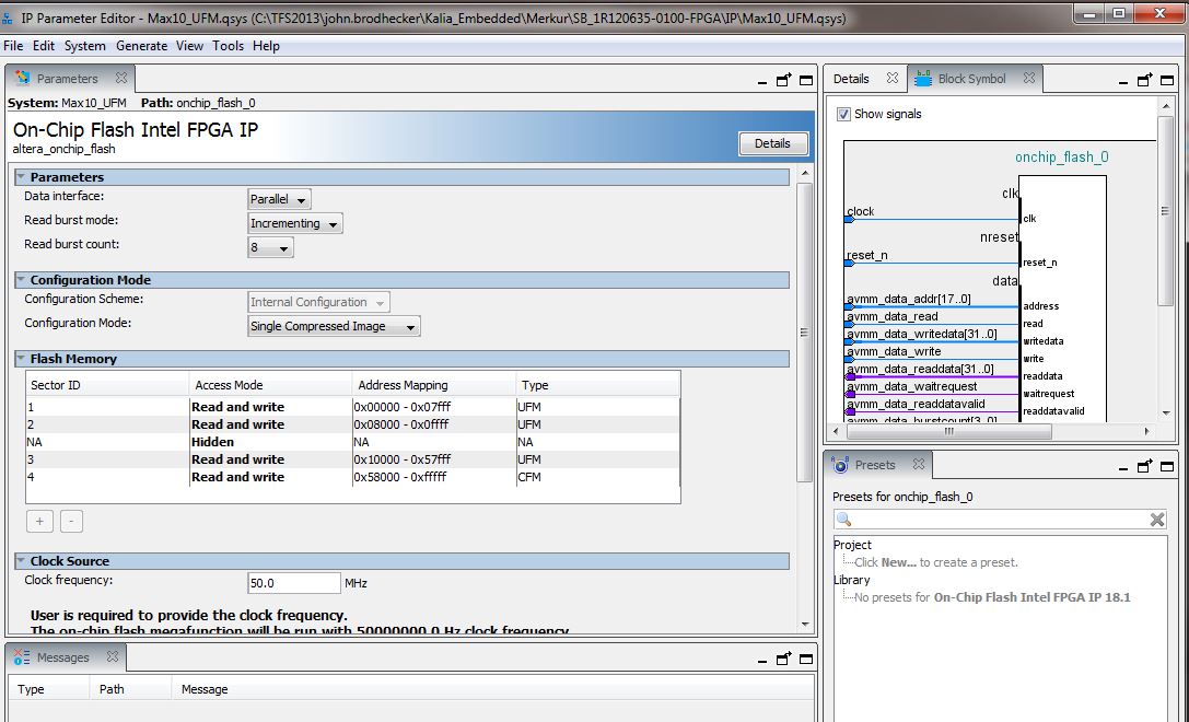 Why does the Platform designer On-Chip Flash Intel FPGA IP memory map ...