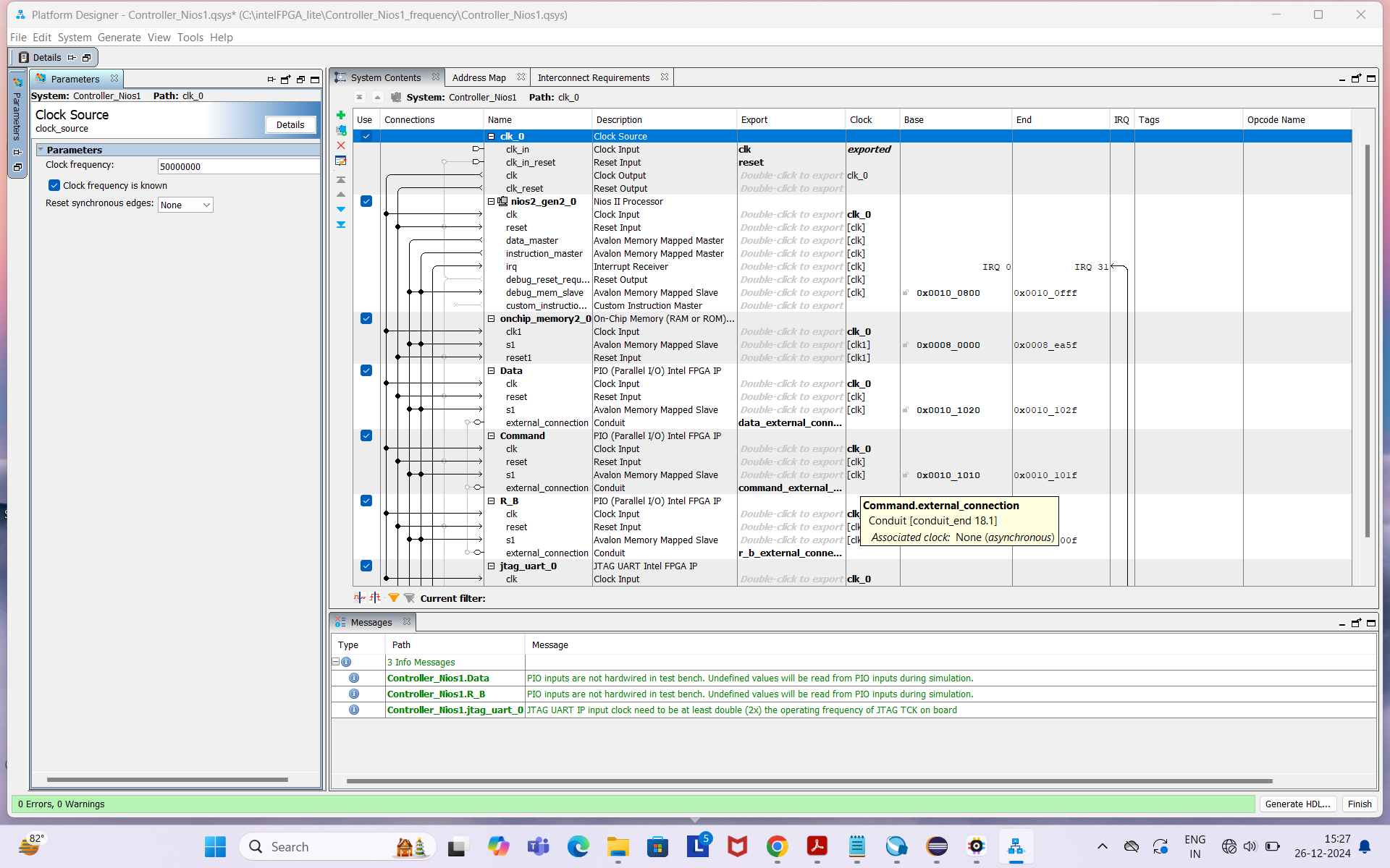 NIOS ii/e clock frequency differ from real-time running frequency ...