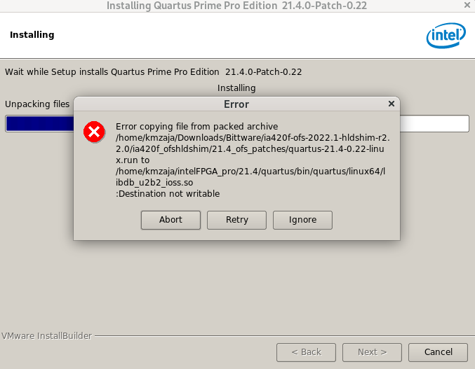 Error while applying quartus patches | Altera Community - 335363