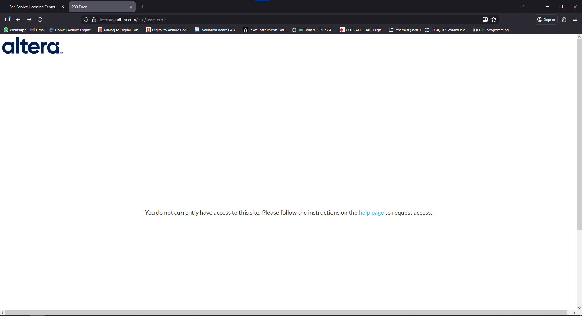 No access to the Self Service Licensing Center (SSLC) | Altera ...