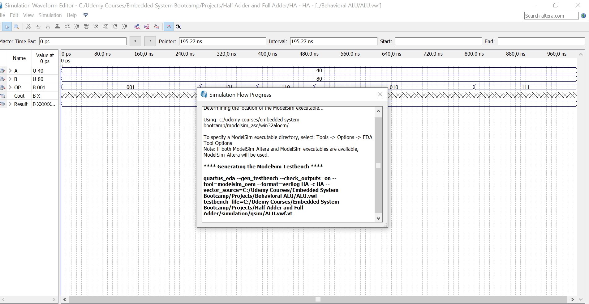 Quartus Simulator not responding | Altera Community - 111664