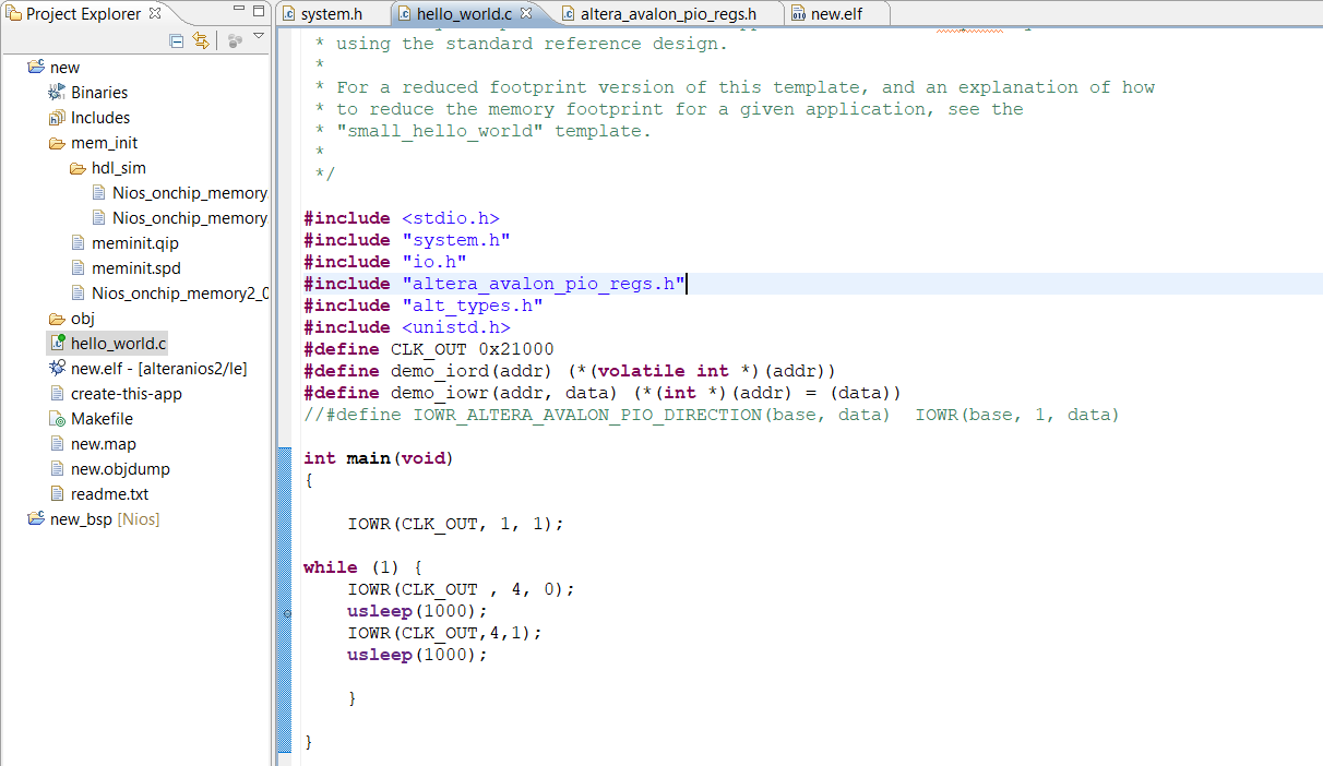 Nios processor C program | Altera Community - 259612