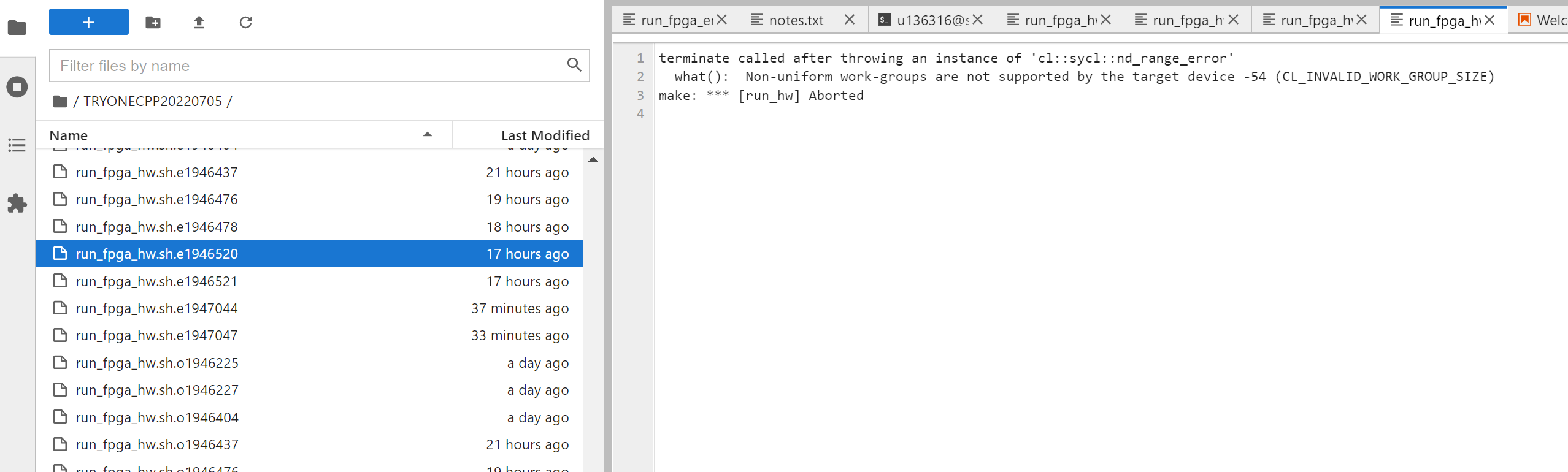 Issues when running ONEAPI devcloud FPGA Hardwares | Altera Community ...