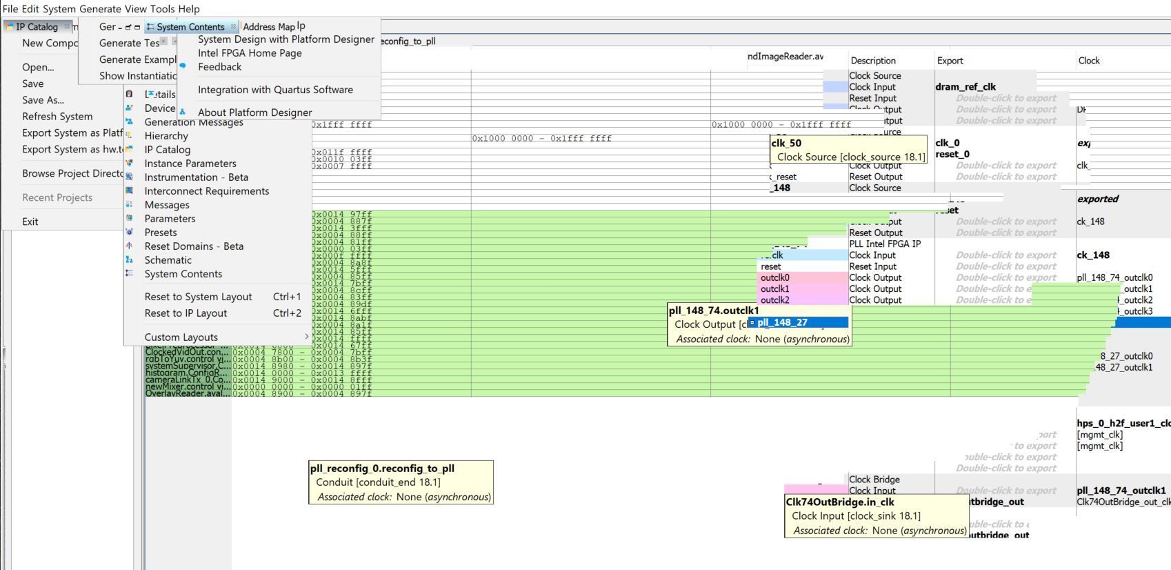 Platform designer GUI display is erratic for 1 particular qsys project ...