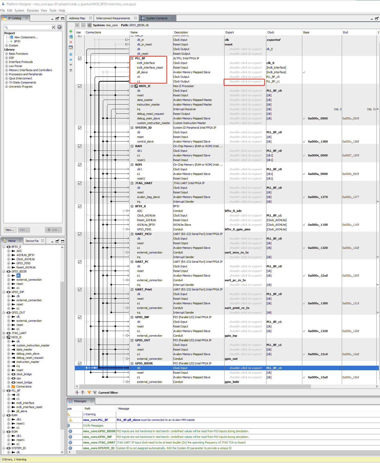 make PLL code above the nios_core when I click on 