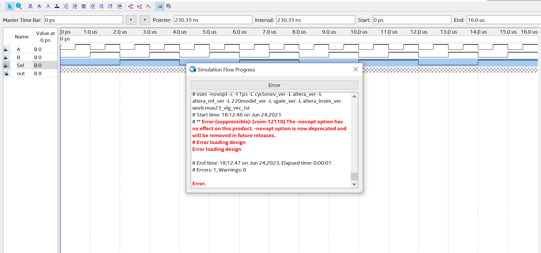 ModelSim Error | Altera Community - 310047