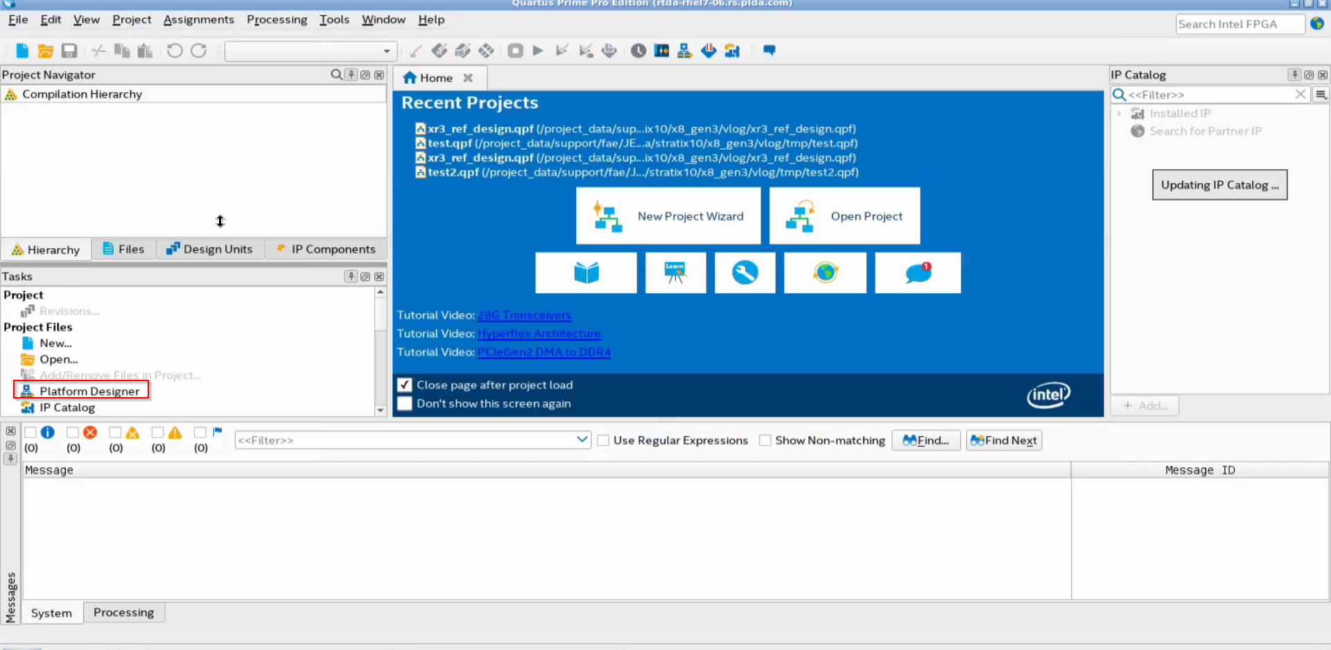 Platform Designer 20.1 stuck on splash screen | Altera Community - 315081