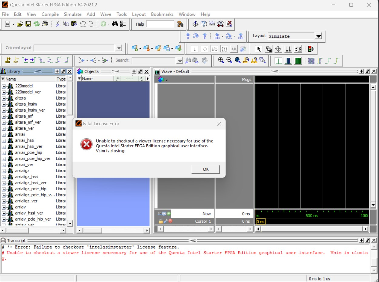 simulation license error | Altera Community - 316857