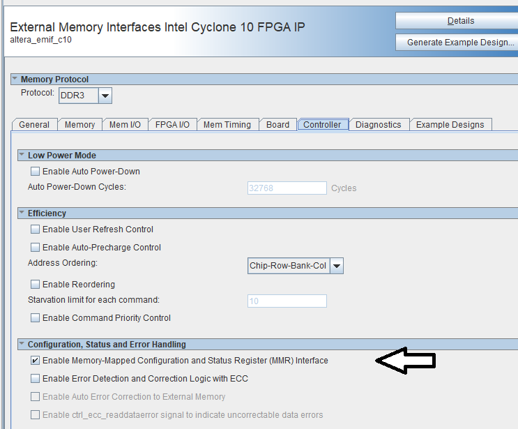 External Memory Interfaces Intel Cyclone 10 FPGA IP: MMR interface ...