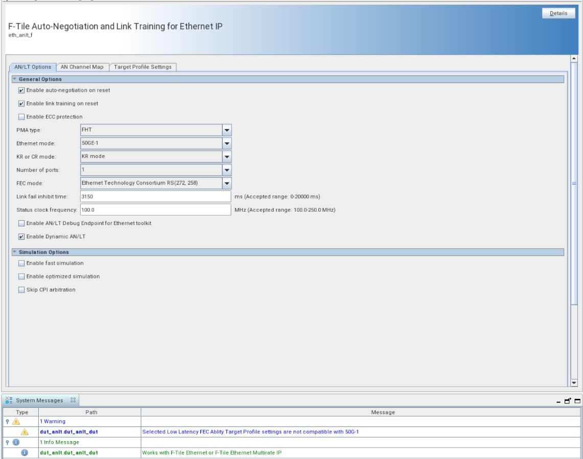 Why am I seeing a warning when selecting 50GE-1 FHT design with ...